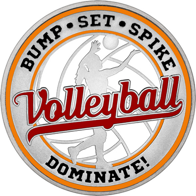 Maroon "Volleyball" with Orange Outer Circular Borders